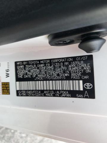 JTKDE177070205915 - 2007 TOYOTA SCION TC WHITE photo 12