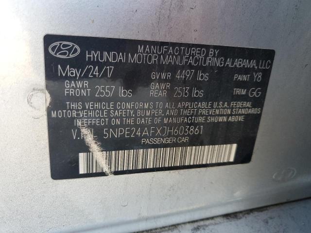 5NPE24AFXJH603861 - 2018 HYUNDAI SONATA SE SILVER photo 12