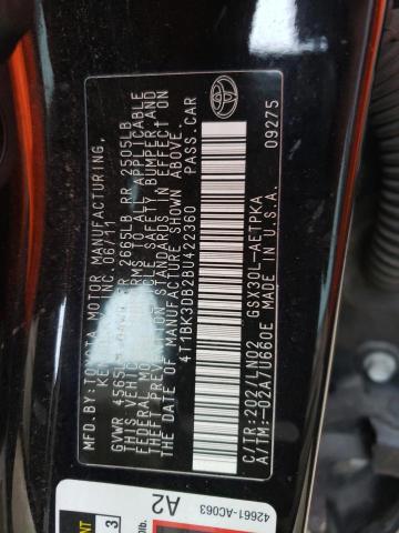 4T1BK3DB2BU422360 - 2011 TOYOTA AVALON BASE 黑色 照片 12