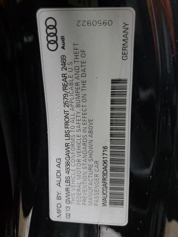 WAUCGAFR3DA061716 - 2013 AUDI S5 PREMIUM PLUS 黑色 照片 12