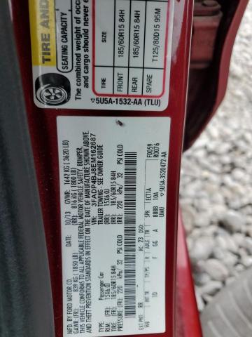 3FADP4BJ8EM162687 - 2014 FORD FIESTA SE BURGUNDY photo 13