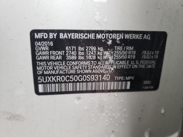 5UXKR0C50G0S93140 - 2016 BMW X5 XDRIVE35I WHITE photo 13