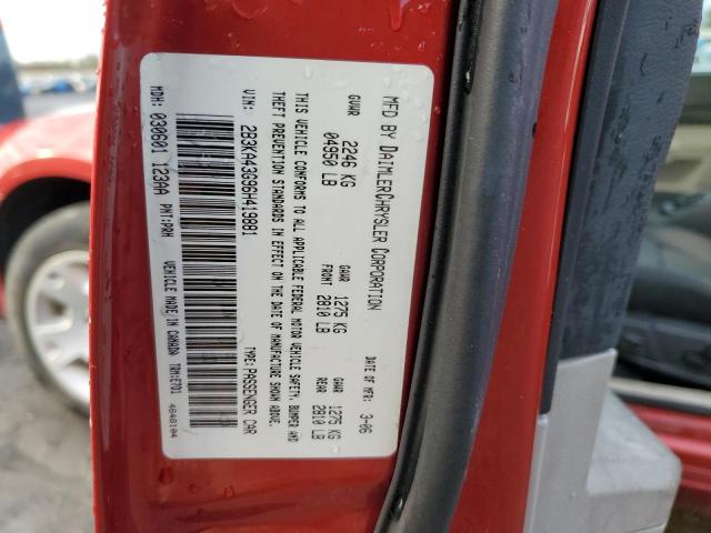 2B3KA43G96H419881 - 2006 DODGE CHARGER SE RED photo 12