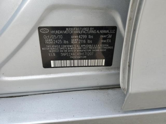 5NPEC4AC4BH171207 - 2011 HYUNDAI SONATA SE SILVER photo 12