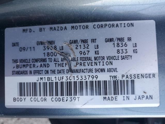 JM1BL1UF3C1533799 - 2012 MAZDA 3 I TEAL photo 12