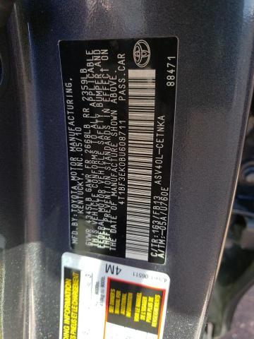 4T1BF3EK0BU608711 - 2011 TOYOTA CAMRY BASE GRAY photo 12