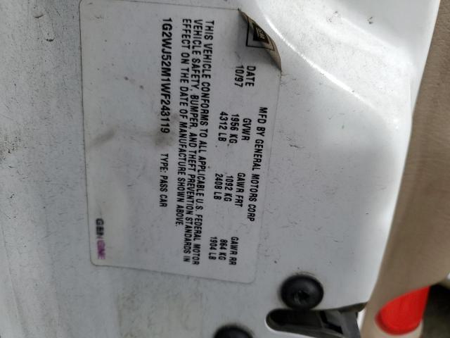 1G2WJ52M1WF243119 - 1998 PONTIAC GRAND PRIX SE 白色 照片 12