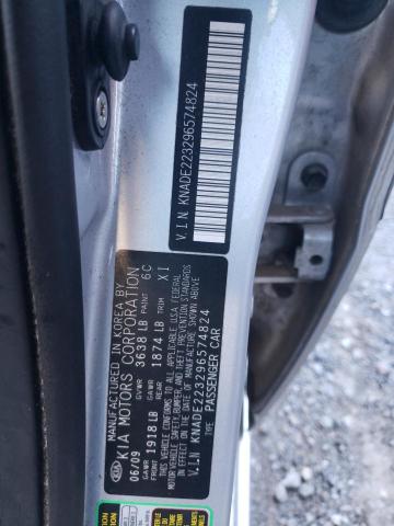 KNADE223296574824 - 2009 KIA RIO BASE SILVER photo 12