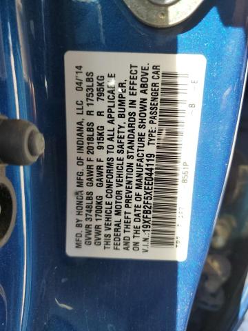 19XFB2F5XEE044119 - 2014 HONDA CIVIC LX BLUE photo 12