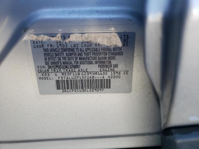 3N1CP5CU3KL529097 - 2019 NISSAN KICKS S SILVER photo 12