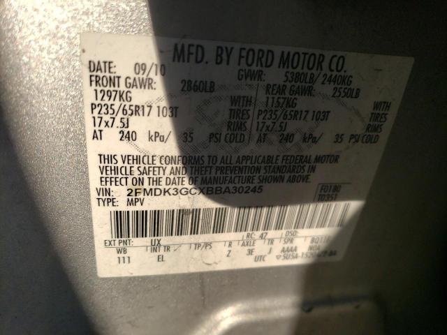 2FMDK3GCXBBA30245 - 2011 FORD EDGE SE SILVER photo 12