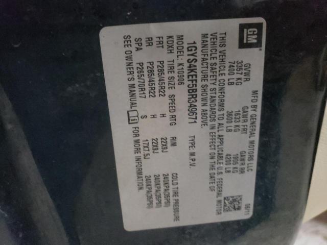 1GYS4KEF5BR349671 - 2011 CADILLAC ESCALADE ESV PLATINUM Siyah fotoğraf 13