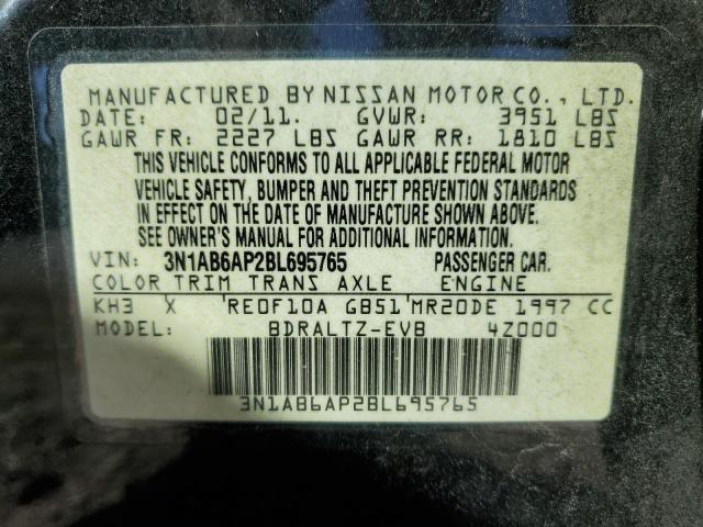 3N1AB6AP2BL695765 - 2011 NISSAN SENTRA 2.0 BLACK photo 12