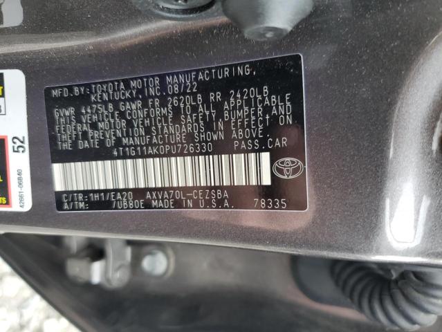 4T1G11AK0PU726330 - 2023 TOYOTA CAMRY SE NIGHT SHADE GRAY photo 12