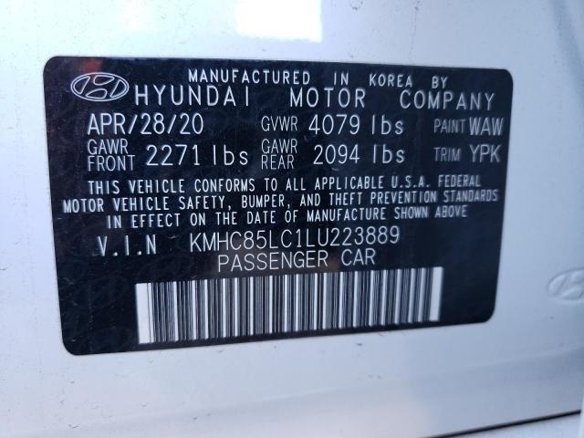 KMHC85LC1LU223889 - 2020 HYUNDAI IONIQ SEL WHITE photo 12