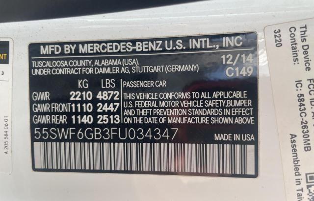 55SWF6GB3FU034347 - 2015 MERCEDES-BENZ C 400 4MATIC UNKNOWN - NOT OK FOR INV. photo 10