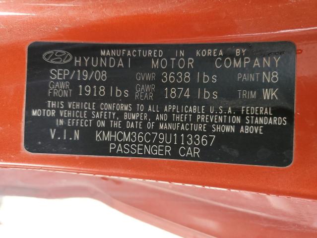 KMHCM36C79U113367 - 2009 HYUNDAI ACCENT GS ORANGE photo 12