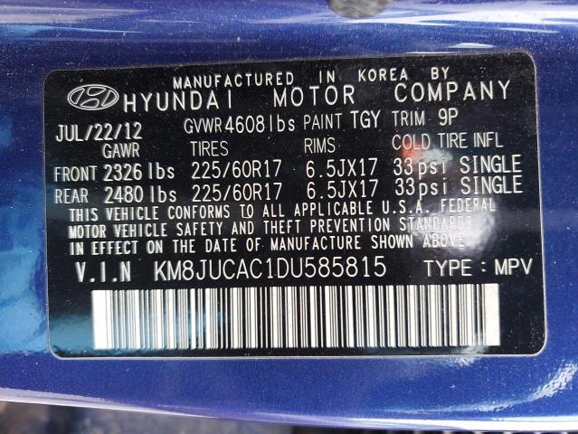 KM8JUCAC1DU585815 - 2013 HYUNDAI TUCSON GLS BLUE photo 14