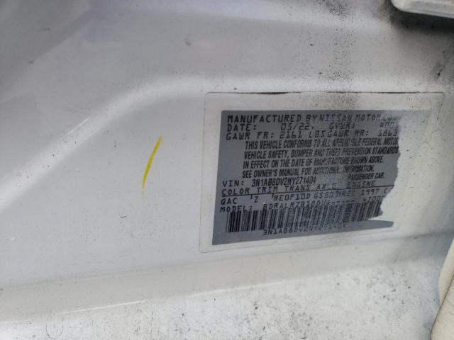 3N1AB8DV2NY271404 - 2022 NISSAN SENTRA SR WHITE photo 12