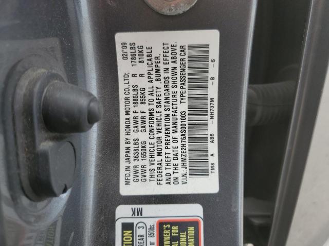 JHMZE2H76AS001003 - 2010 HONDA INSIGHT EX GRAY photo 12