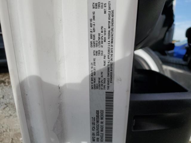 3C6LRVDG1ME585408 - 2021 RAM PROMASTER 2500 HIGH თეთრი ფოტო 12