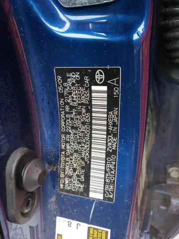 JTDKN3DU9A0001836 - 2010 TOYOTA PRIUS BLUE photo 12