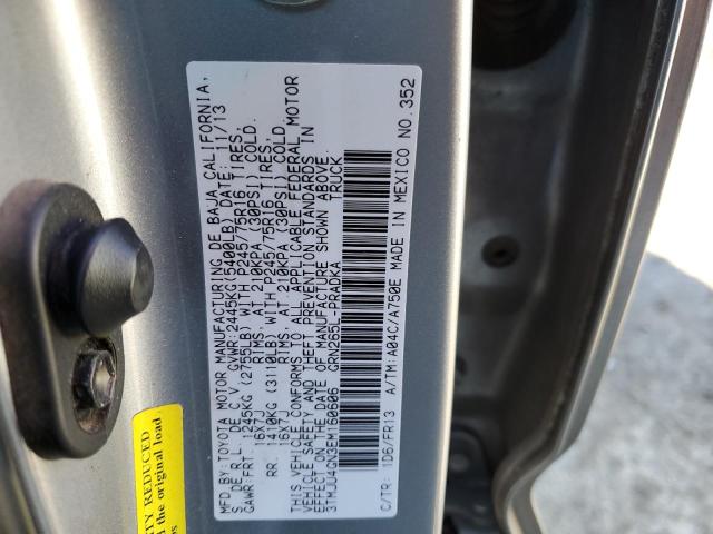 3TMJU4GN3EM160606 - 2014 TOYOTA TACOMA DOUBLE CAB PRERUNNER SILVER photo 13