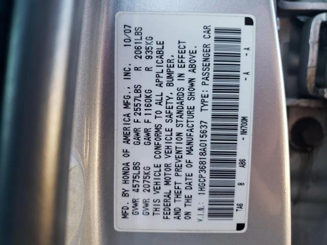 1HGCP36818A015637 - 2008 HONDA ACCORD EXL SILVER photo 12