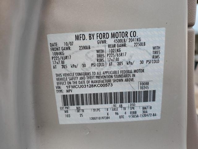 1FMCU03128KC00573 - 2008 FORD ESCAPE XLT SILVER photo 13