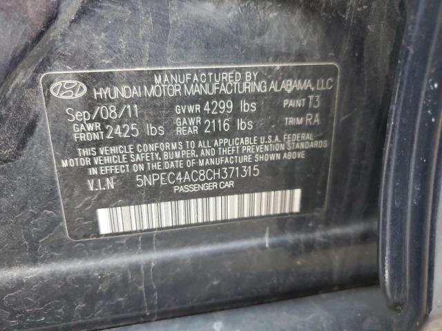 5NPEC4AC8CH371315 - 2012 HYUNDAI SONATA SE GRAY photo 12