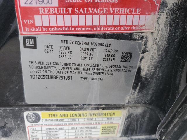 1G1ZC5EU8BF291931 - 2011 CHEVROLET MALIBU 1LT 黑色 照片 12