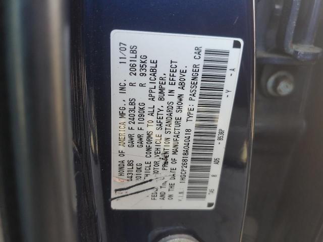 1HGCP26818A040418 - 2008 HONDA ACCORD EXL BLUE photo 12