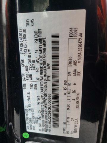 5LMCJ2C96GUJ00888 - 2016 LINCOLN MKC SELECT Սև լուսանկար 13