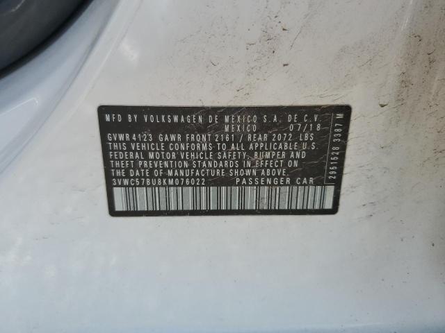 3VWC57BU8KM076022 - 2019 VOLKSWAGEN JETTA S WHITE photo 12