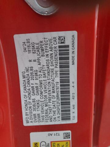 2HGFE2F28RH576719 - 2024 HONDA CIVIC LX RED photo 13