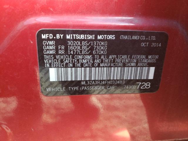 ML32A3HJ4FH032483 - 2015 MITSUBISHI MIRAGE DE RED photo 12