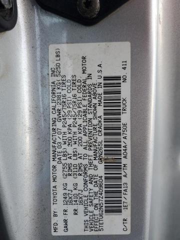 5TETU62N57Z409604 - 2007 TOYOTA TACOMA PRERUNNER ACCESS CAB SILVER photo 13