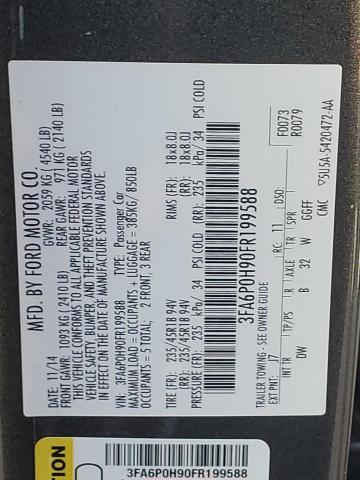 3FA6P0H90FR199588 - 2015 FORD FUSION SE GRAY photo 12