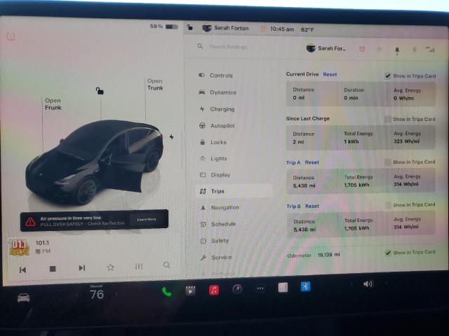 7SAYGDEE6NA006999 - 2022 TESLA MODEL Y BLACK photo 9