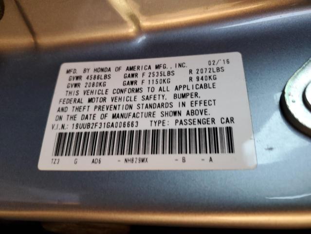 19UUB2F31GA006663 - 2016 ACURA TLX SILVER photo 12