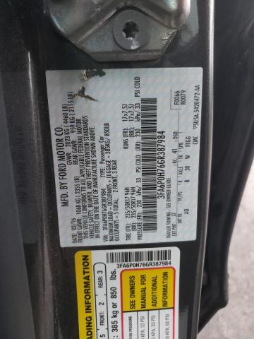 3FA6P0H76GR387984 - 2016 FORD FUSION SE GRAY photo 12