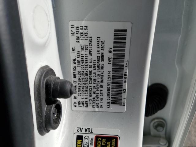 5J6RM4H72EL026474 - 2014 HONDA CR-V EXL WHITE photo 13