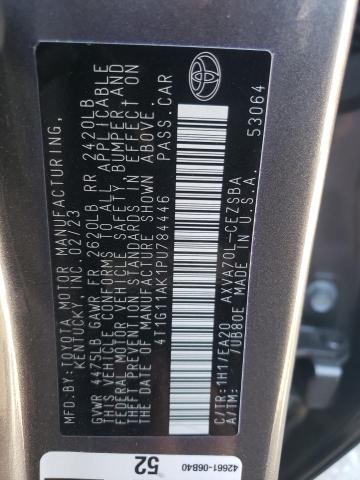 4T1G11AK1PU784446 - 2023 TOYOTA CAMRY SE NIGHT SHADE GRAY photo 12