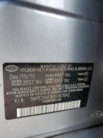 5NPE24AF8GH367042 - 2016 HYUNDAI SONATA SE SILVER photo 12