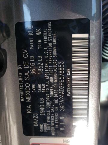 3KPA24AD2PE578853 - 2023 KIA RIO LX SILVER photo 12