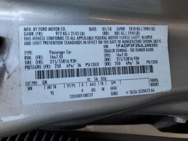 1FADP3F29JL249393 - 2018 FORD FOCUS SE TAN photo 12