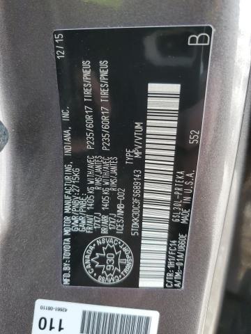 5TDKK3DC3FS689143 - 2015 TOYOTA SIENNA LE CHARCOAL photo 14