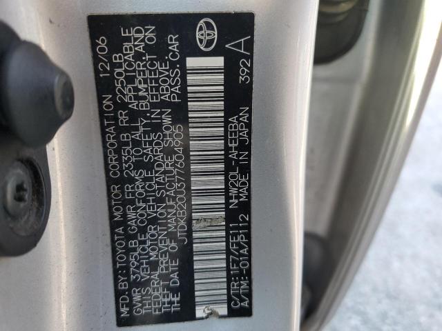 JTDKB20U377604905 - 2007 TOYOTA PRIUS SILVER photo 12