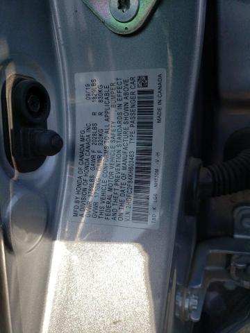 2HGFC2F84KH603463 - 2019 HONDA CIVIC SPORT ვერცხლისფერი ფოტო 12