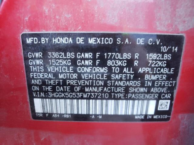 3HGGK5G53FM737210 - 2015 HONDA FIT LX RED photo 12